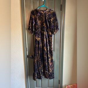 Sea New York Long Sleeve Dress in Purple and Gold